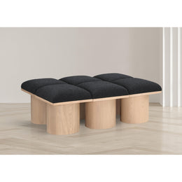 Meridian Pavilion Black Boucle Fabric Bench