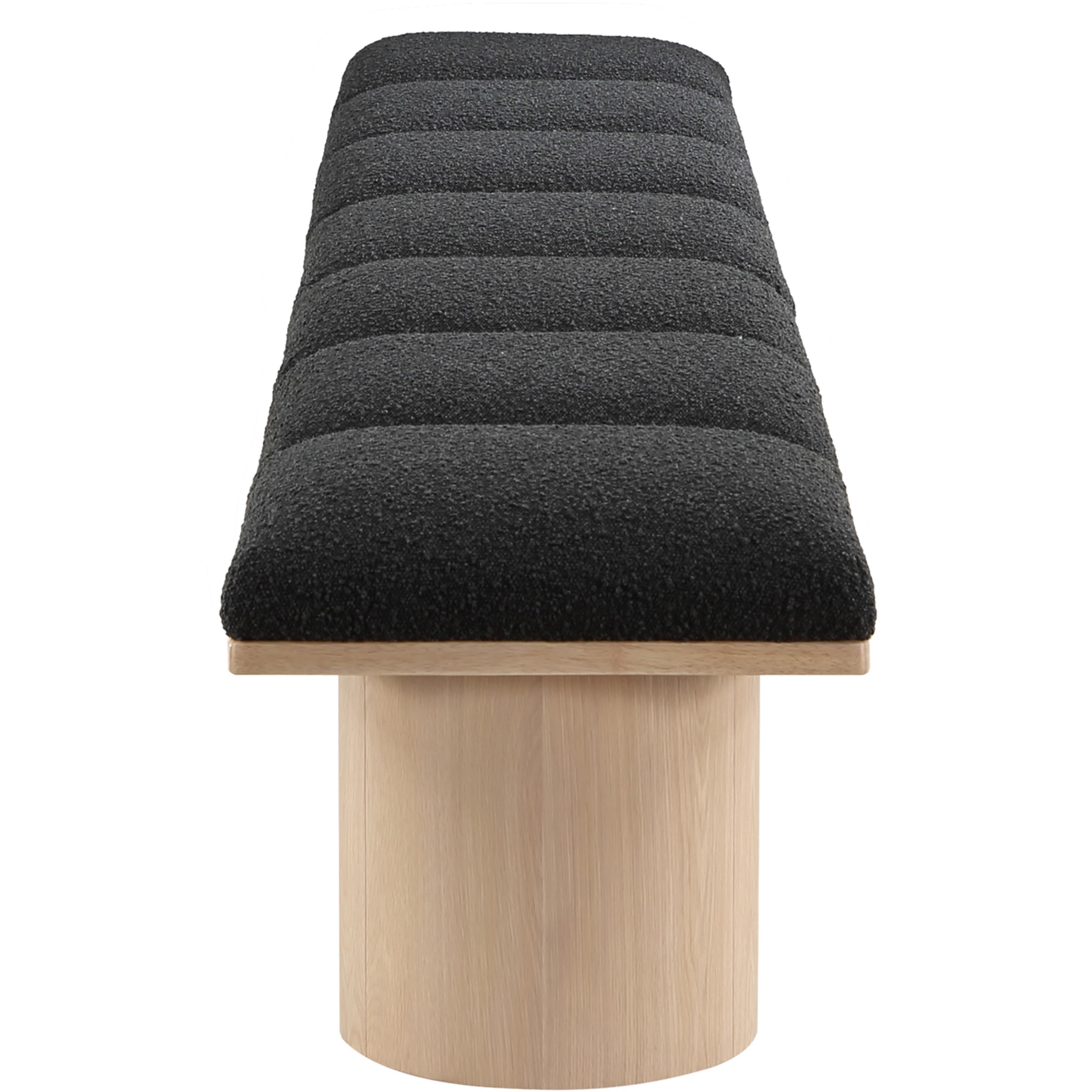 Meridian Pavilion Black Boucle Fabric Bench