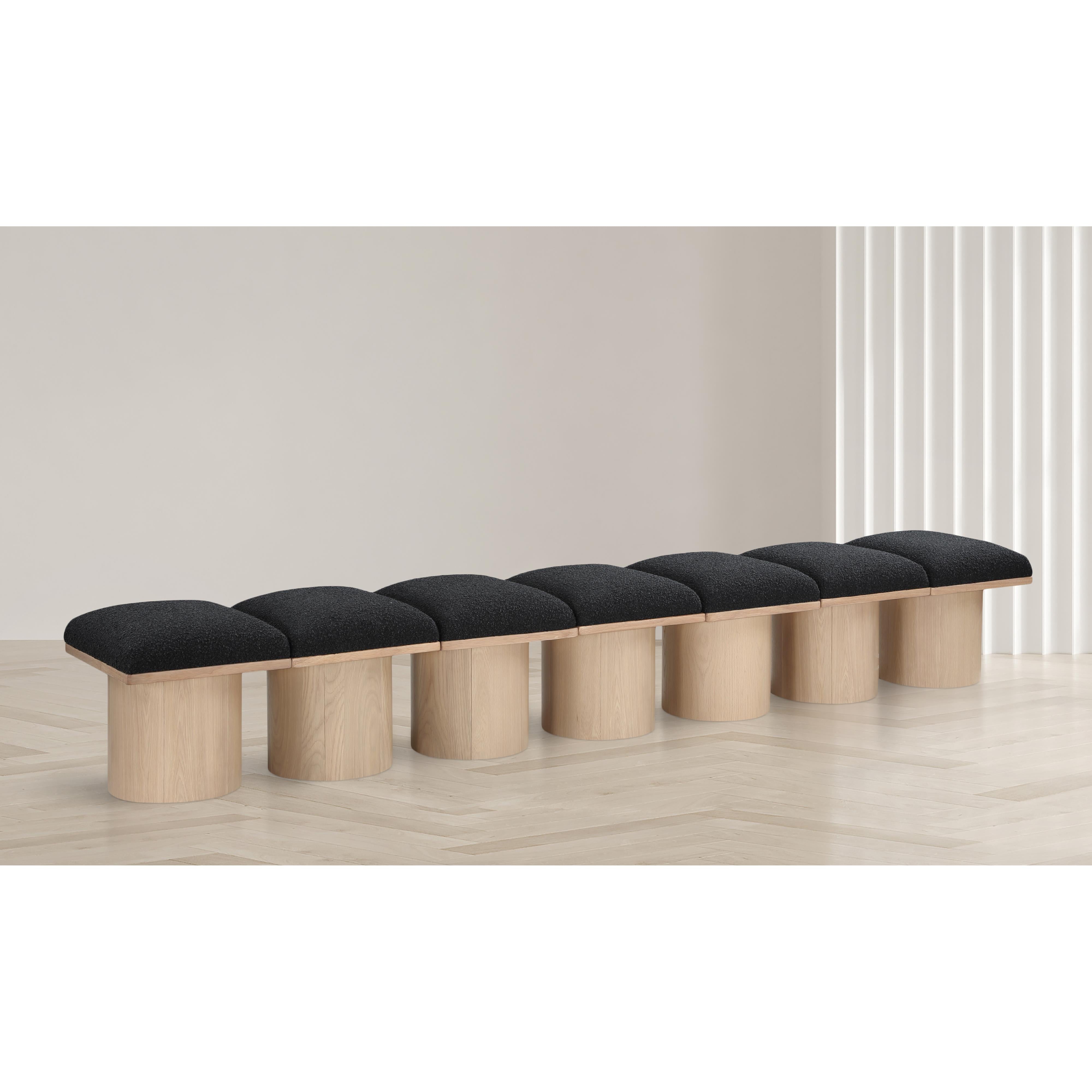 Meridian Pavilion Black Boucle Fabric Bench