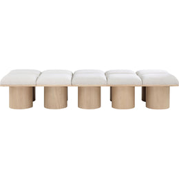Meridian Pavilion Cream Boucle Fabric Bench