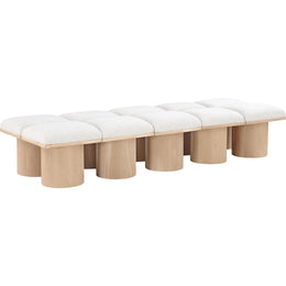 Meridian Pavilion Cream Boucle Fabric Bench