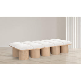 Meridian Pavilion Cream Boucle Fabric Bench