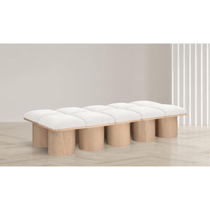 Meridian Pavilion Cream Boucle Fabric Bench