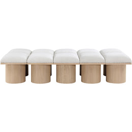 Meridian Pavilion Cream Boucle Fabric Bench