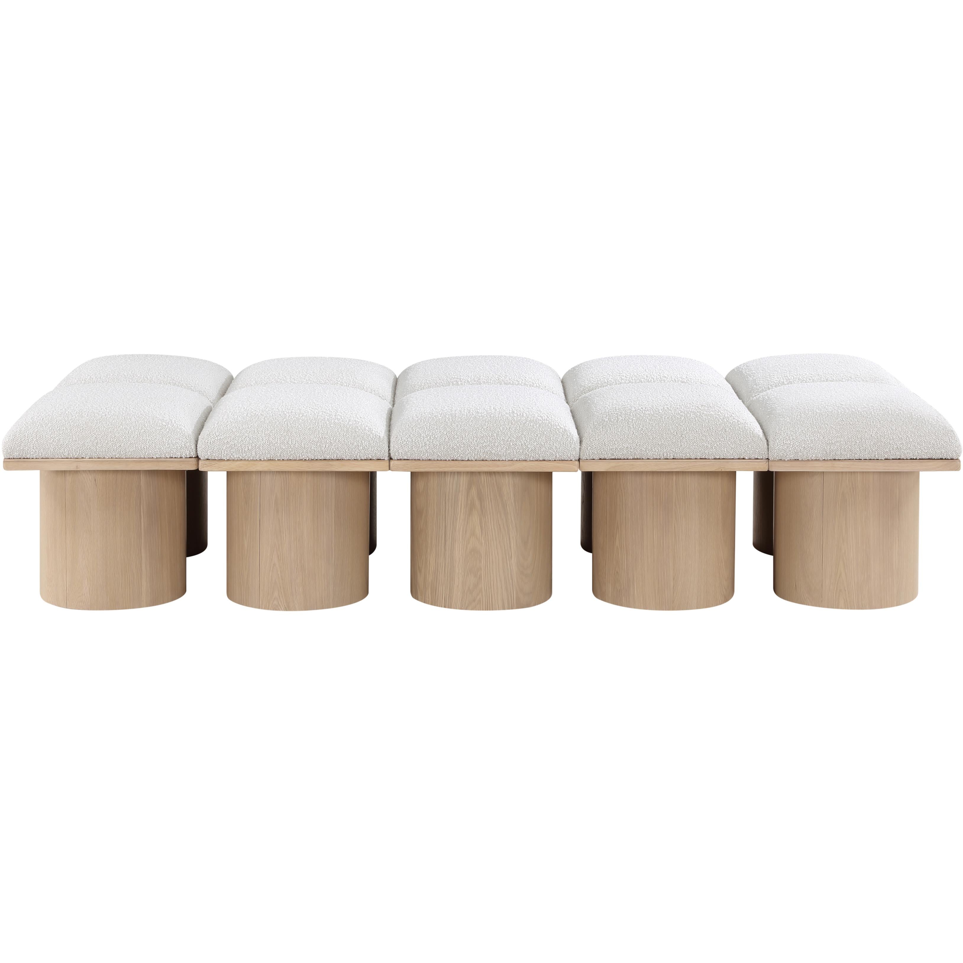 Meridian Pavilion Cream Boucle Fabric Bench