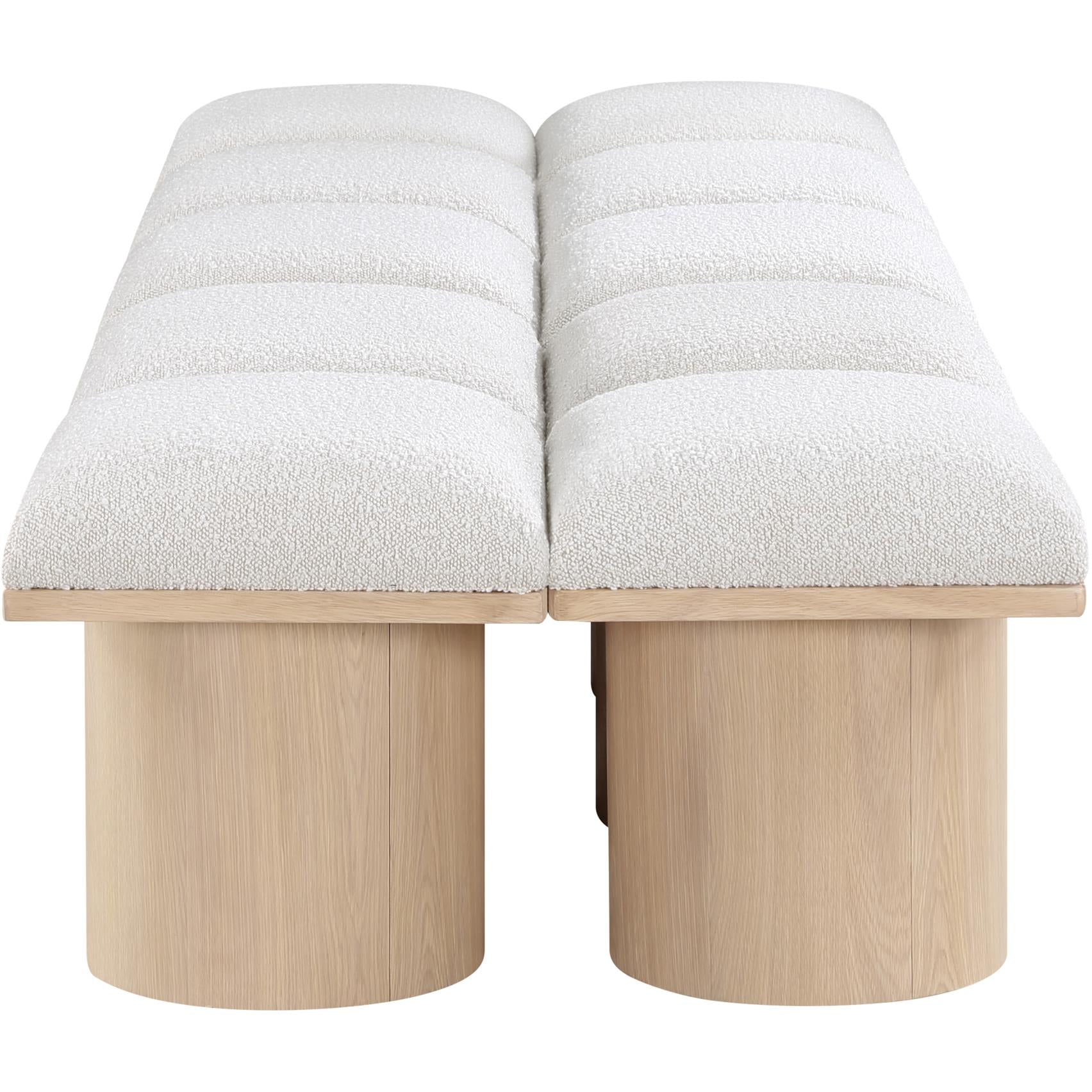 Meridian Pavilion Cream Boucle Fabric Bench