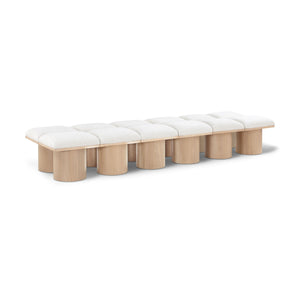 Meridian Pavilion Cream Boucle Fabric Bench
