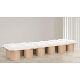 Meridian Pavilion Cream Boucle Fabric Bench