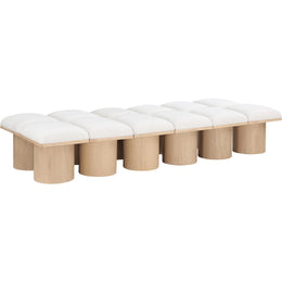Meridian Pavilion Cream Boucle Fabric Bench