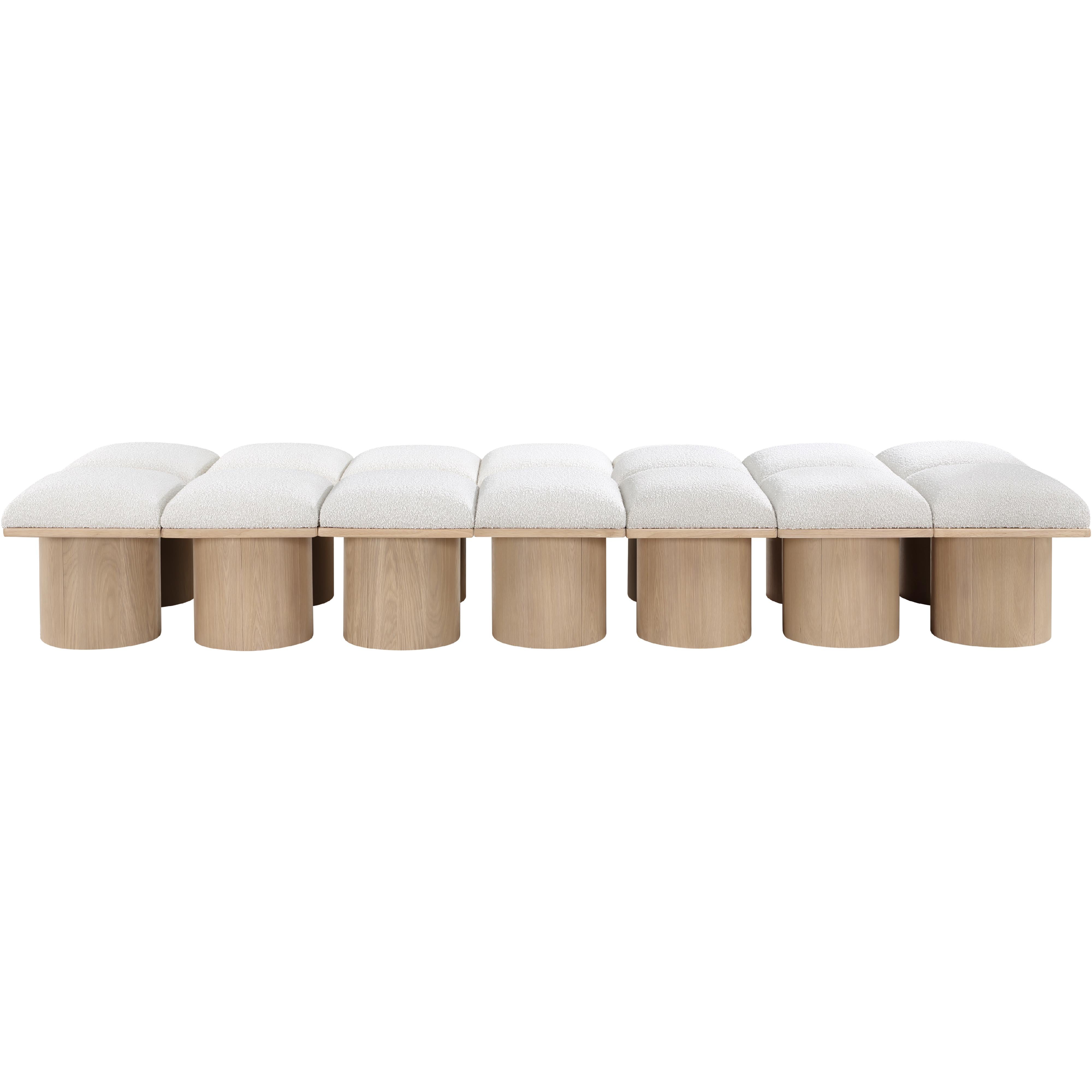 Meridian Pavilion Cream Boucle Fabric Bench