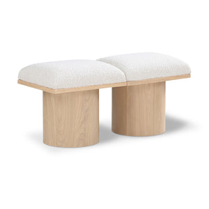 Meridian Pavilion Cream Boucle Fabric Bench