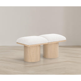 Meridian Pavilion Cream Boucle Fabric Bench