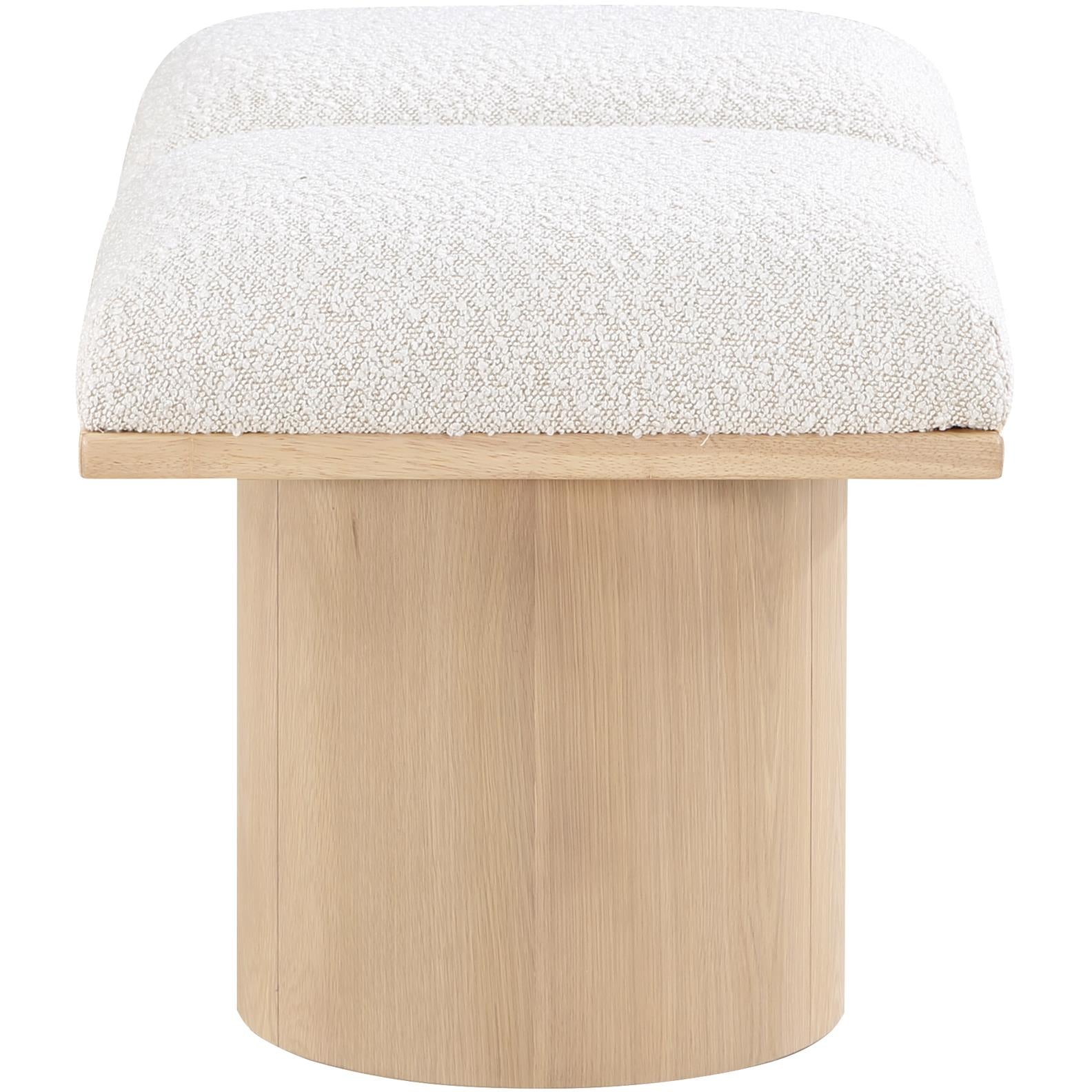 Meridian Pavilion Cream Boucle Fabric Bench