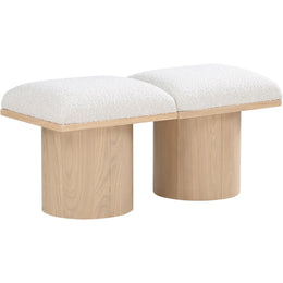 Meridian Pavilion Cream Boucle Fabric Bench