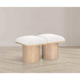 Meridian Pavilion Cream Boucle Fabric Bench