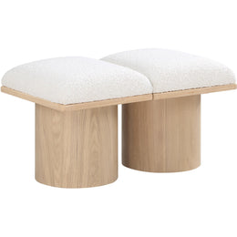 Meridian Pavilion Cream Boucle Fabric Bench