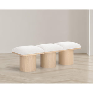 Meridian Pavilion Cream Boucle Fabric Bench
