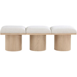 Meridian Pavilion Cream Boucle Fabric Bench