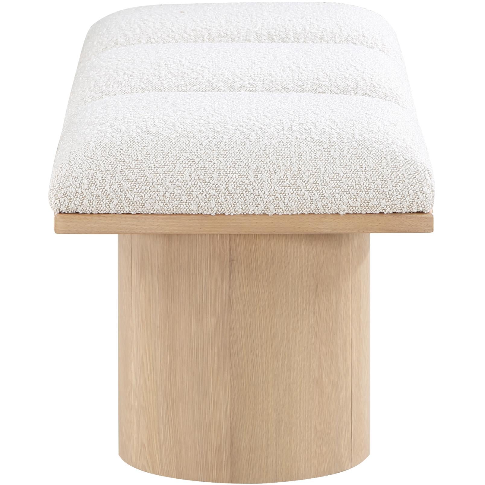 Meridian Pavilion Cream Boucle Fabric Bench