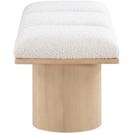 Meridian Pavilion Cream Boucle Fabric Bench