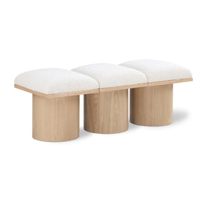 Meridian Pavilion Cream Boucle Fabric Bench