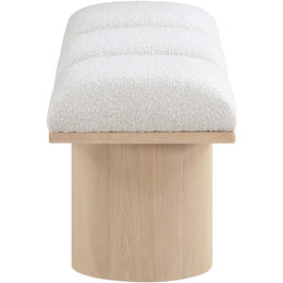 Meridian Pavilion Cream Boucle Fabric Bench