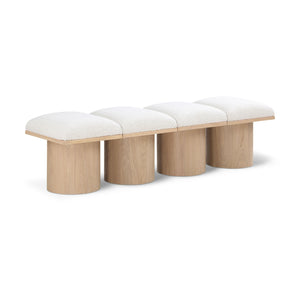 Meridian Pavilion Cream Boucle Fabric Bench