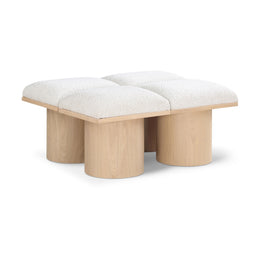 Meridian Pavilion Cream Boucle Fabric Bench