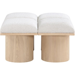 Meridian Pavilion Cream Boucle Fabric Bench