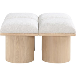 Meridian Pavilion Cream Boucle Fabric Bench