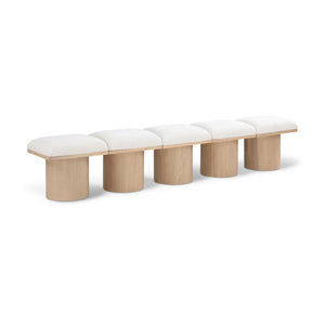 Meridian Pavilion Cream Boucle Fabric Bench