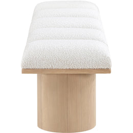 Meridian Pavilion Cream Boucle Fabric Bench