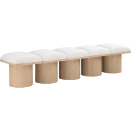 Meridian Pavilion Cream Boucle Fabric Bench
