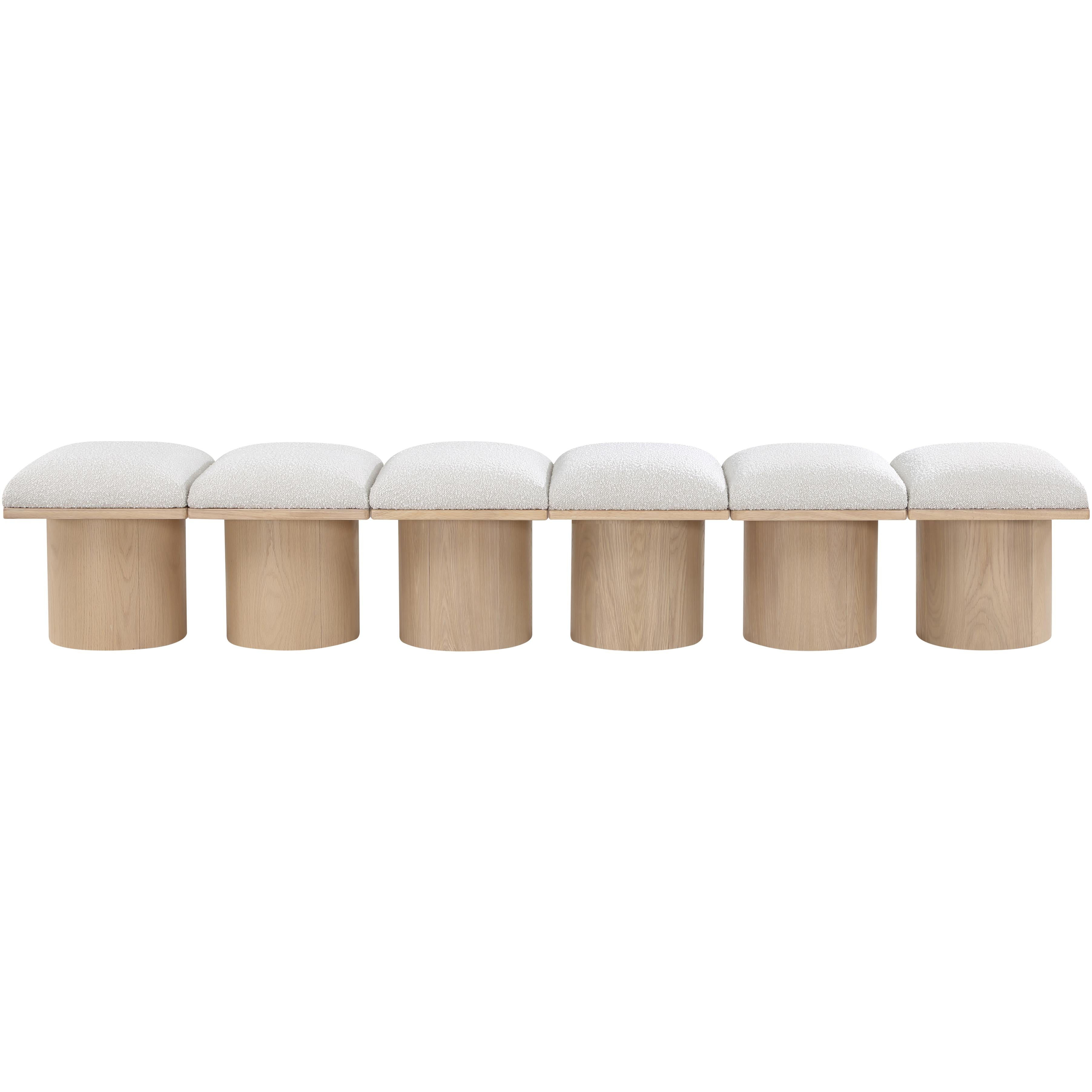 Meridian Pavilion Cream Boucle Fabric Bench