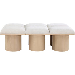 Meridian Pavilion Cream Boucle Fabric Bench