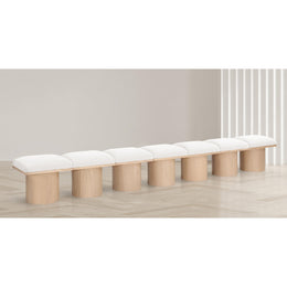 Meridian Pavilion Cream Boucle Fabric Bench