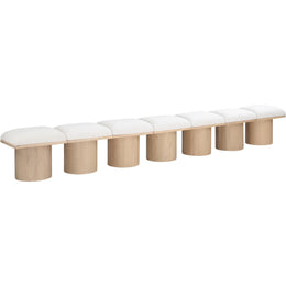 Meridian Pavilion Cream Boucle Fabric Bench