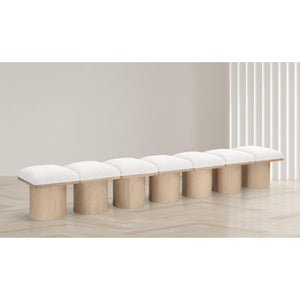 Meridian Pavilion Cream Boucle Fabric Bench