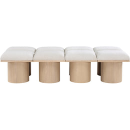 Meridian Pavilion Cream Boucle Fabric Bench