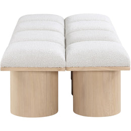 Meridian Pavilion Cream Boucle Fabric Bench