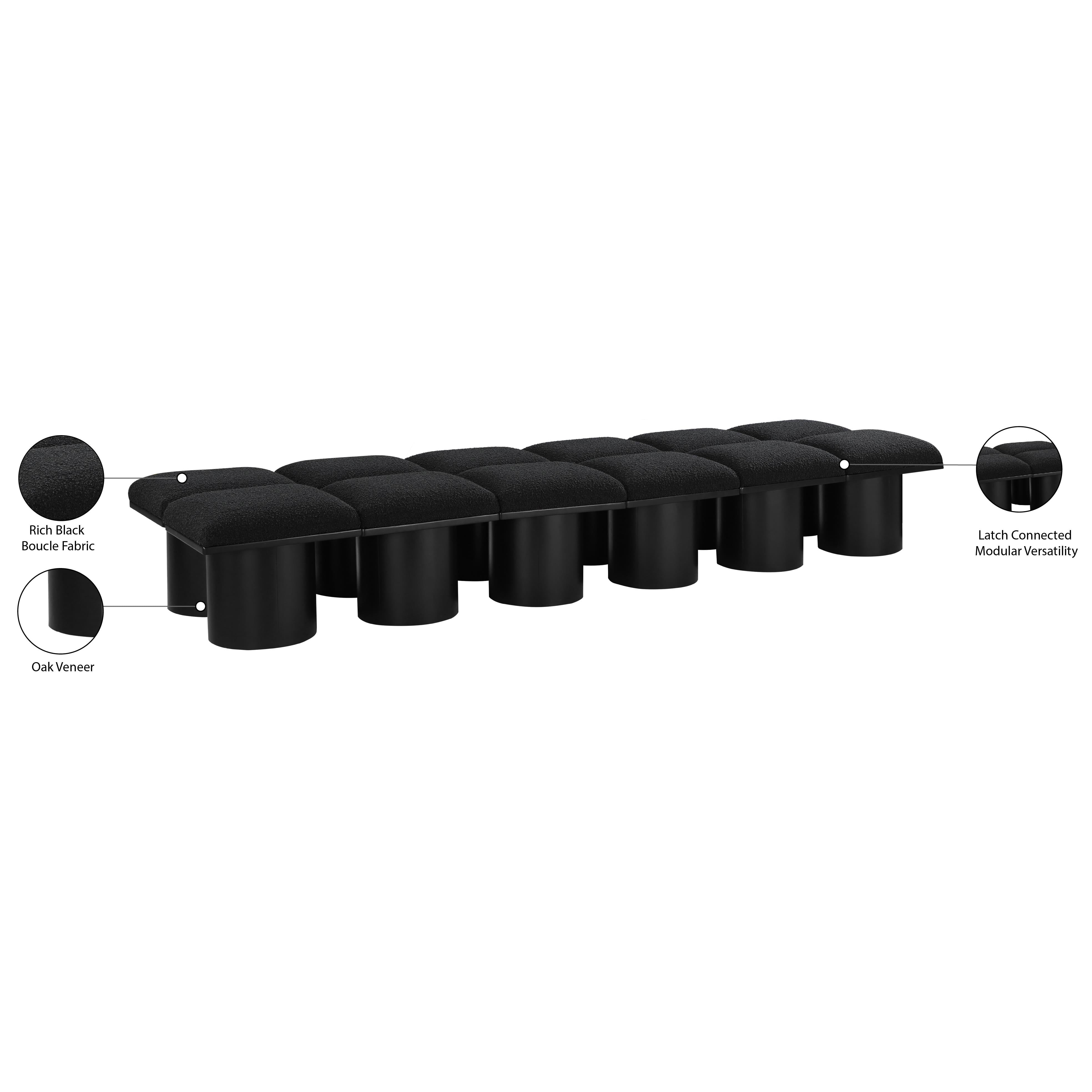 Meridian Pavilion Black Boucle Fabric Bench