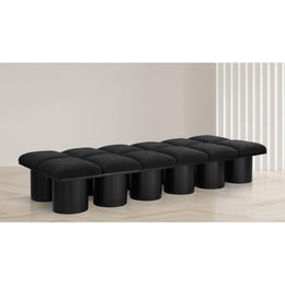 Meridian Pavilion Black Boucle Fabric Bench