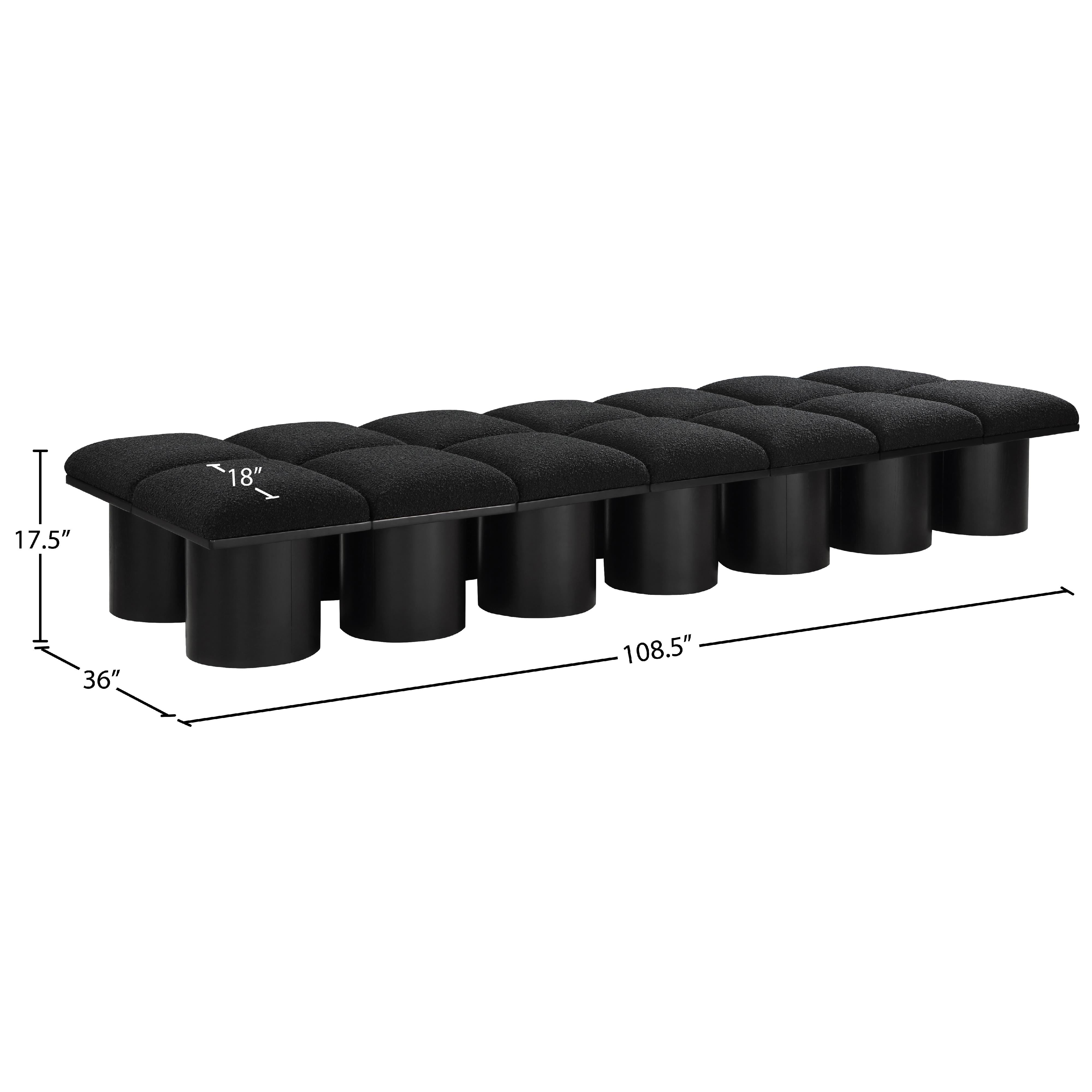 Meridian Pavilion Black Boucle Fabric Bench