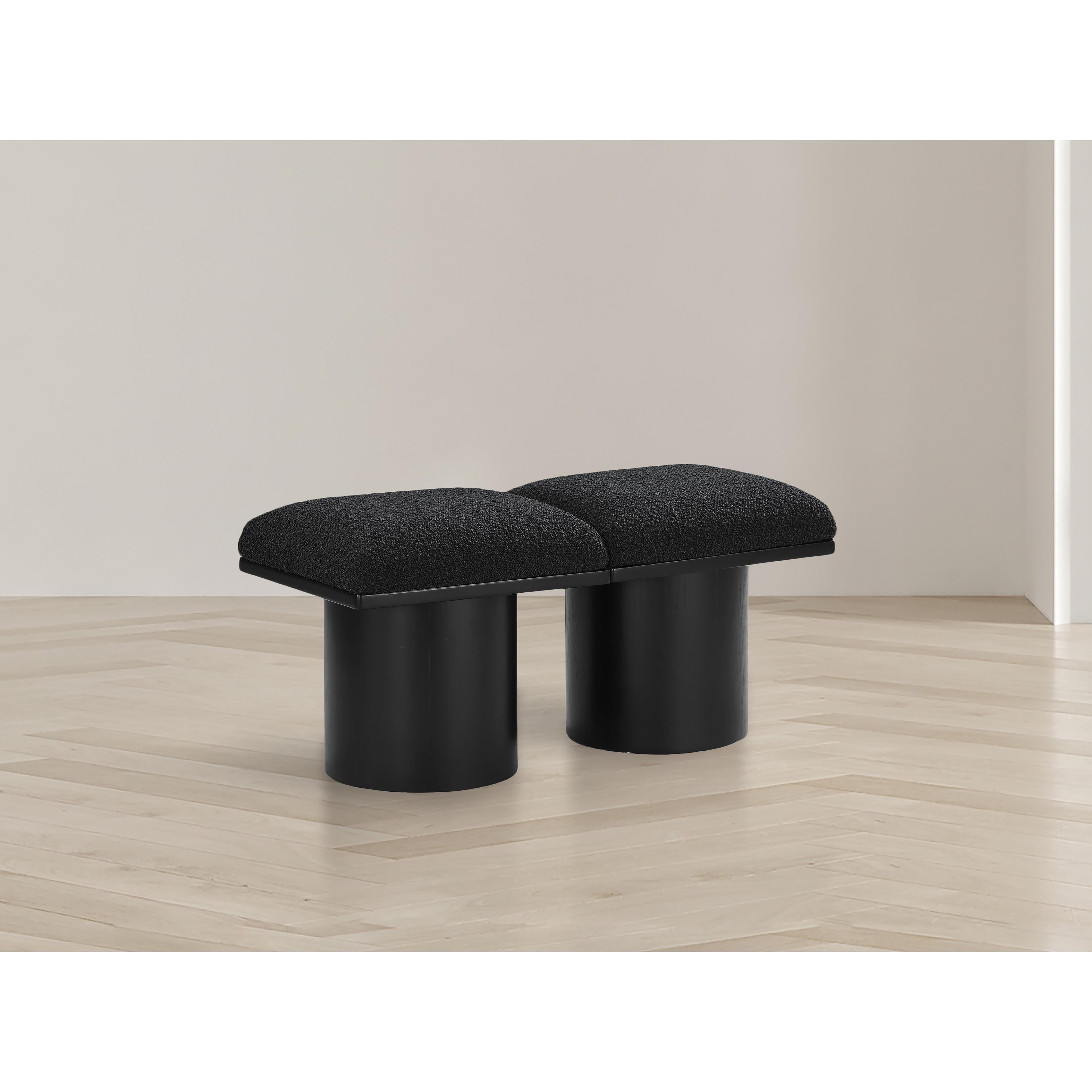 Meridian Pavilion Black Boucle Fabric Bench