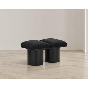 Meridian Pavilion Black Boucle Fabric Bench