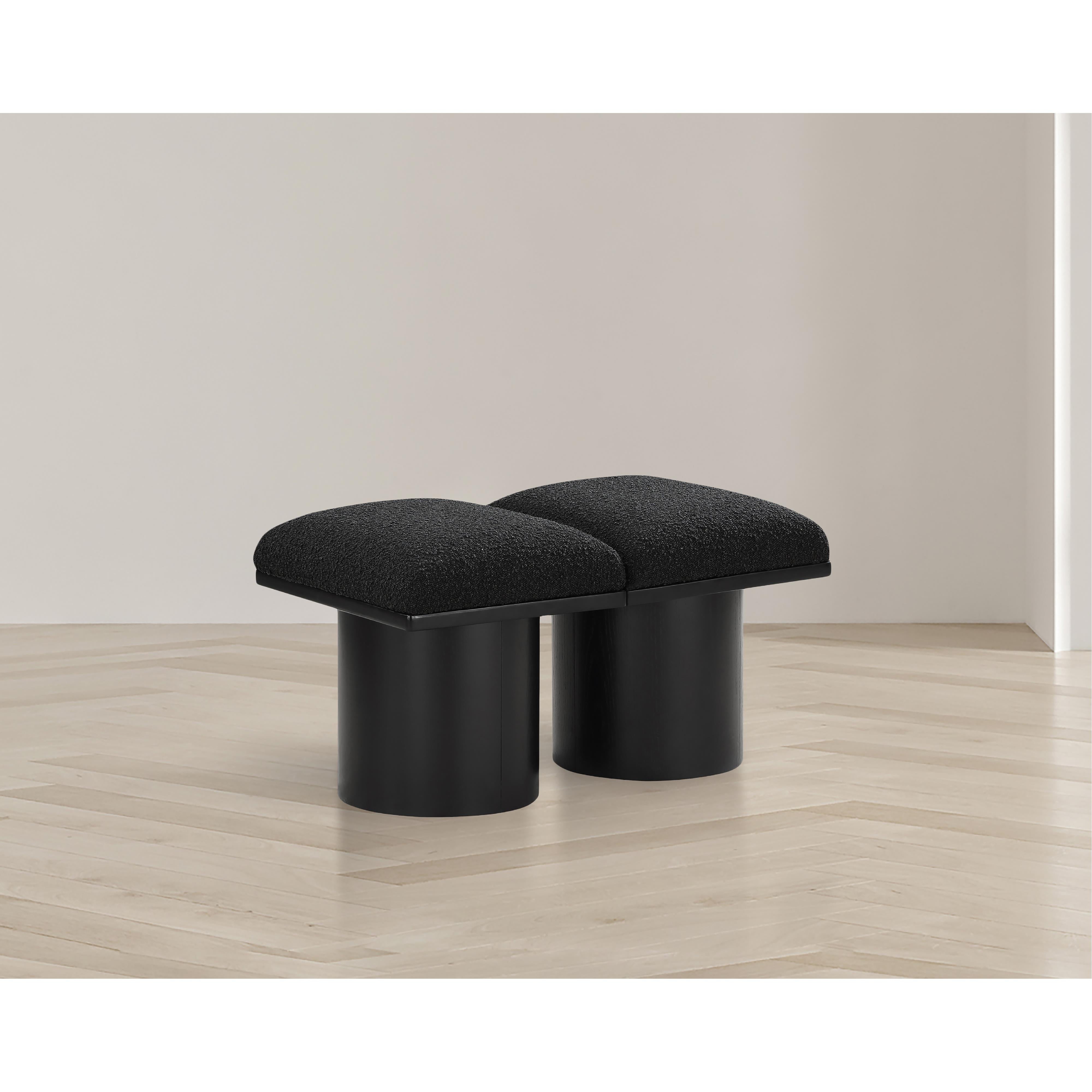 Meridian Pavilion Black Boucle Fabric Bench