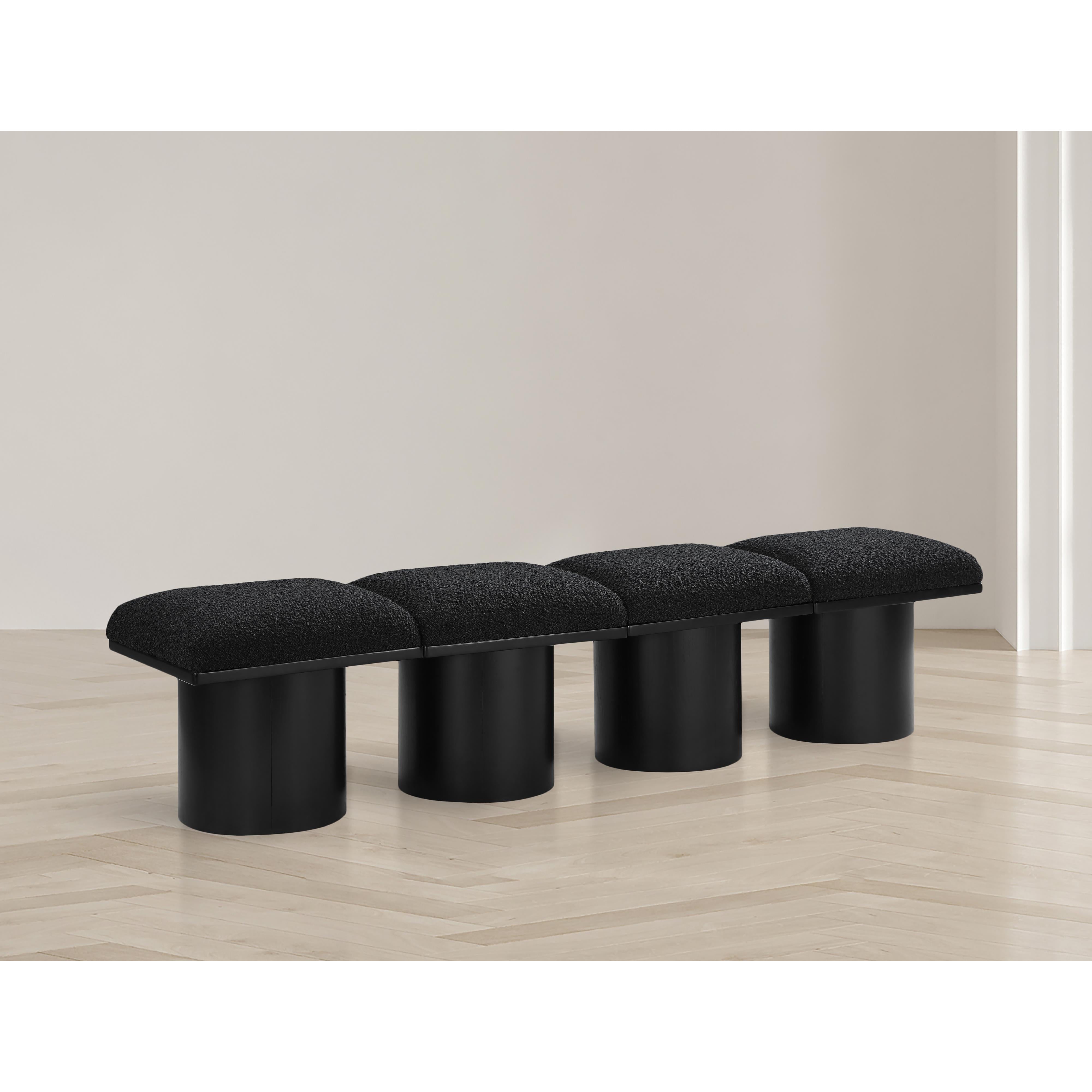 Meridian Pavilion Black Boucle Fabric Bench