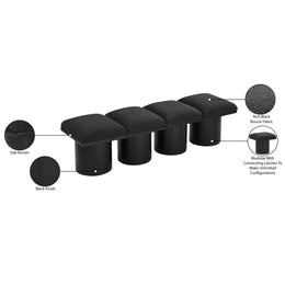 Meridian Pavilion Black Boucle Fabric Bench