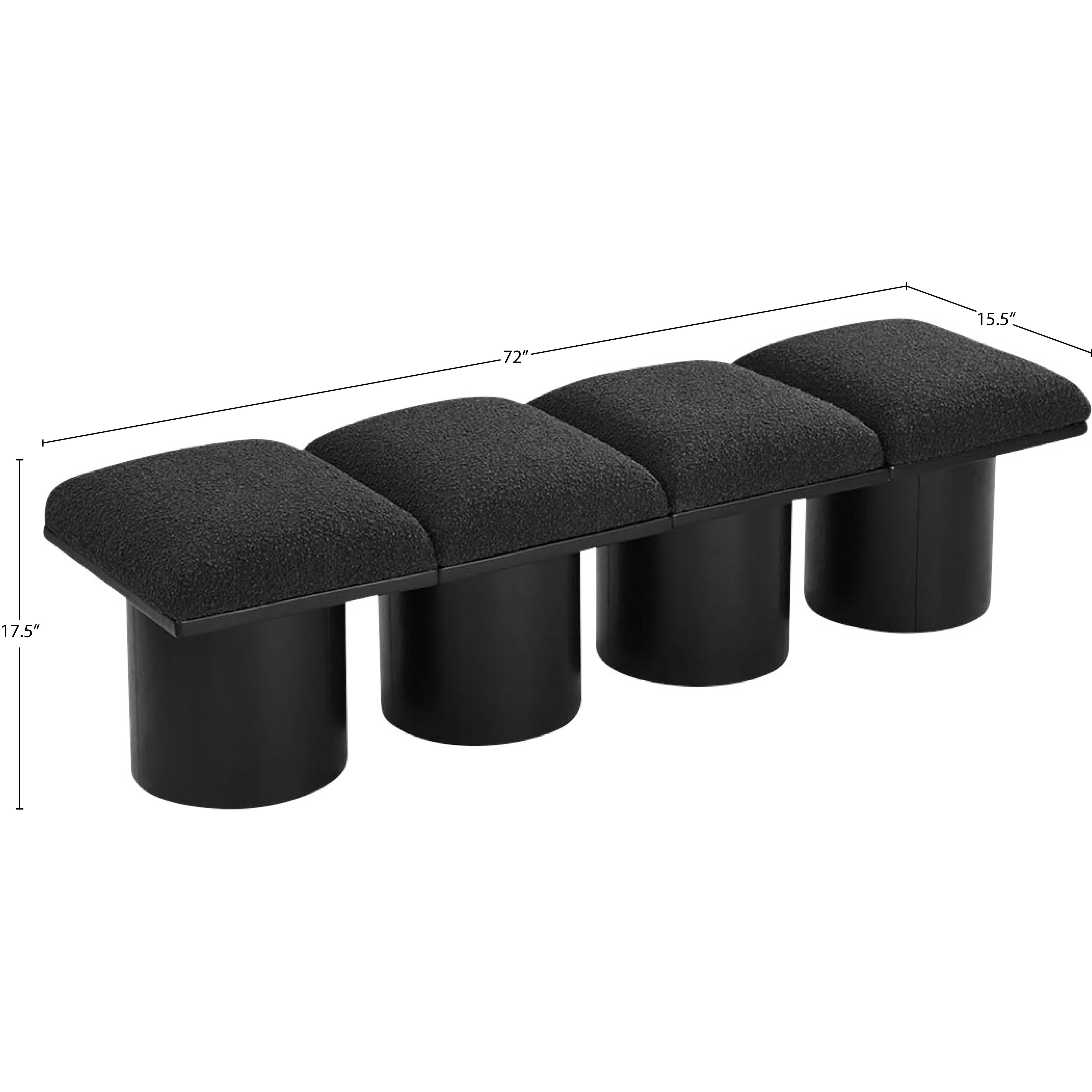 Meridian Pavilion Black Boucle Fabric Bench