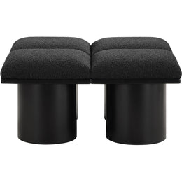 Meridian Pavilion Black Boucle Fabric Bench